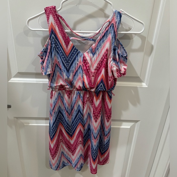 Other - Three Pink Hearts Girls Chevron Ruffle Dress